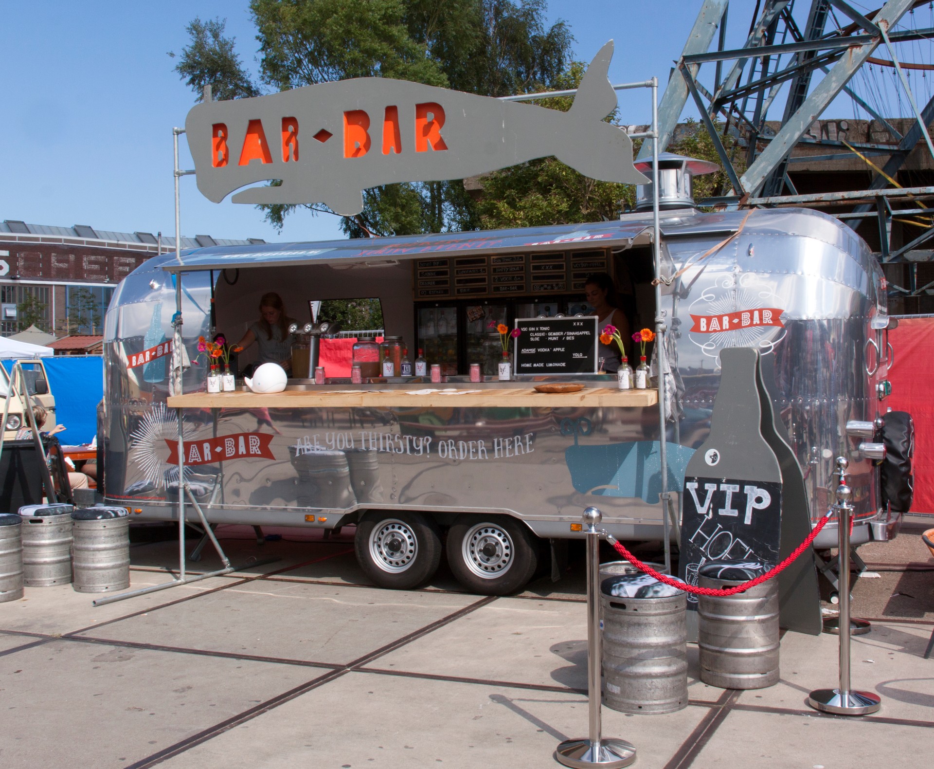 airstream caravan  food truck in use as a bar